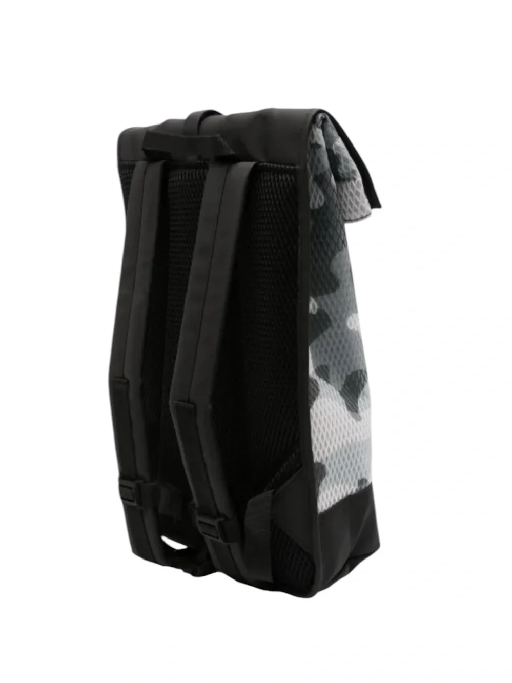 NWT Rains Unisex Rolltop Rucksack Mesh W3 Black & Gray Camo Water Resistant